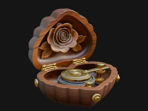 Rose Flower Music Box Ornament Design 4 - 3D Print Model 3Dプリントモデル