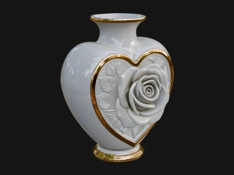 Rose Flower Heart Vase Design 3 - 3D Print Model 3D Print Model