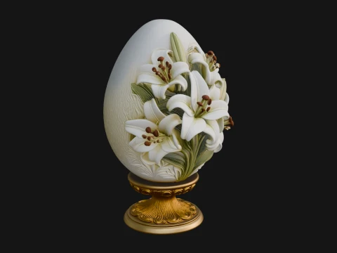 Floral Carved Easter Egg Ornament Design 7 - 3D Print Model 3D Print Model