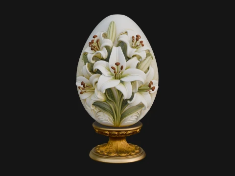 Floral Carved Easter Egg Ornament Design 7 - 3D Print Model 3D Print Model
