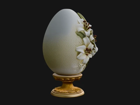 Floral Carved Easter Egg Ornament Design 7 - 3D Print Model 3D Print Model