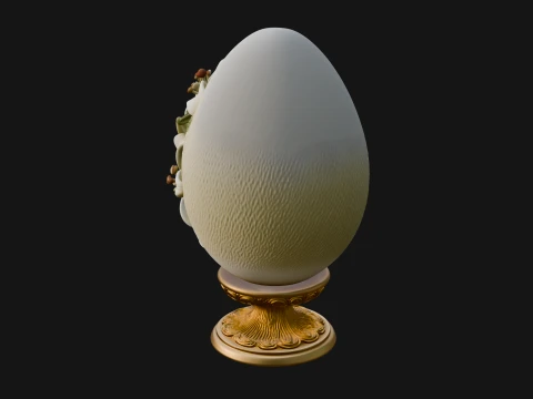 Floral Carved Easter Egg Ornament Design 7 - 3D Print Model 3D Print Model