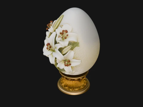Floral Carved Easter Egg Ornament Design 7 - 3D Print Model 3D Print Model