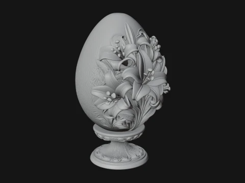 Floral Carved Easter Egg Ornament Design 7 - 3D Print Model 3D Print Model