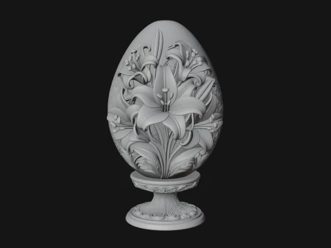 Floral Carved Easter Egg Ornament Design 7 - 3D Print Model 3D Print Model