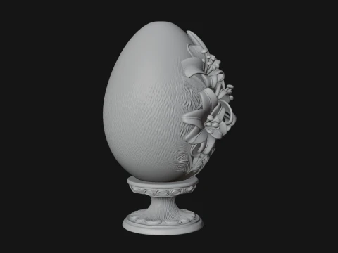 Floral Carved Easter Egg Ornament Design 7 - 3D Print Model 3D Print Model