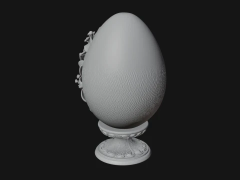 Floral Carved Easter Egg Ornament Design 7 - 3D Print Model 3D Print Model