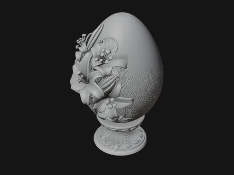 Floral Carved Easter Egg Ornament Design 7 - 3D Print Model 3D Print Model