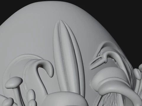 Floral Carved Easter Egg Ornament Design 7 - 3D Print Model 3D Print Model