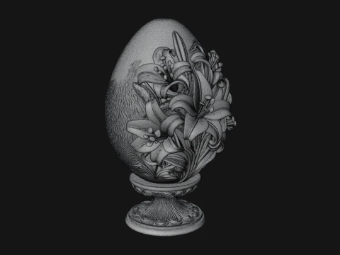 Floral Carved Easter Egg Ornament Design 7 - 3D Print Model 3D Print Model