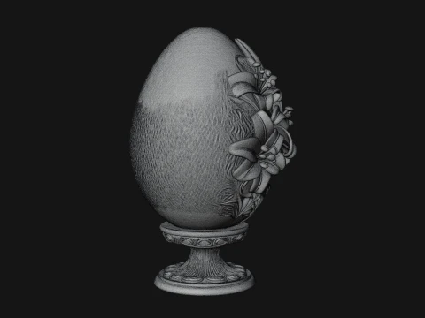 Floral Carved Easter Egg Ornament Design 7 - 3D Print Model 3D Print Model