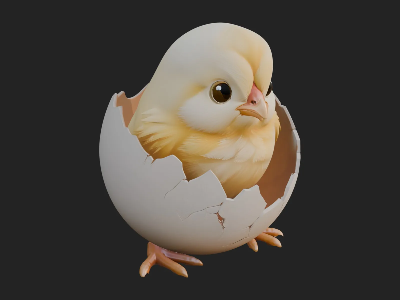Easter Chick in Eggshell Statue Design 8 - 3D Print Model 3D Print Model .c4d .max .obj .3ds .fbx .stl .blend 