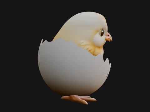 Easter Chick in Eggshell Statue Design 8 - 3D Print Model 3D Print Model