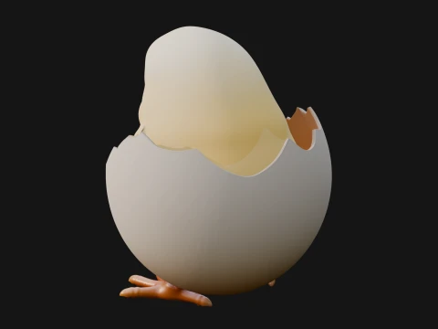 Easter Chick in Eggshell Statue Design 8 - 3D Print Model 3D Print Model