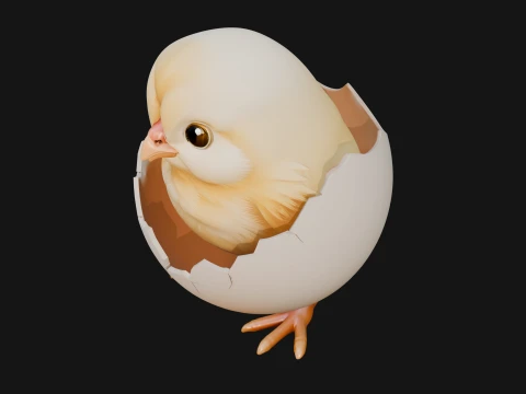 Easter Chick in Eggshell Statue Design 8 - 3D Print Model 3D Print Model