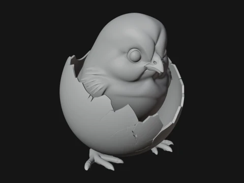 Easter Chick in Eggshell Statue Design 8 - 3D Print Model 3D Print Model