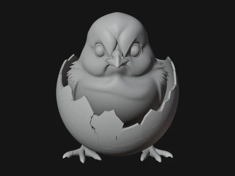 Easter Chick in Eggshell Statue Design 8 - 3D Print Model 3D Print Model