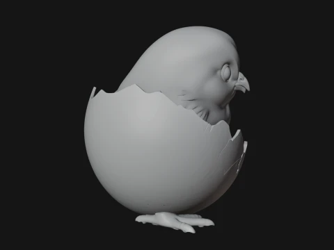 Easter Chick in Eggshell Statue Design 8 - 3D Print Model 3D Print Model