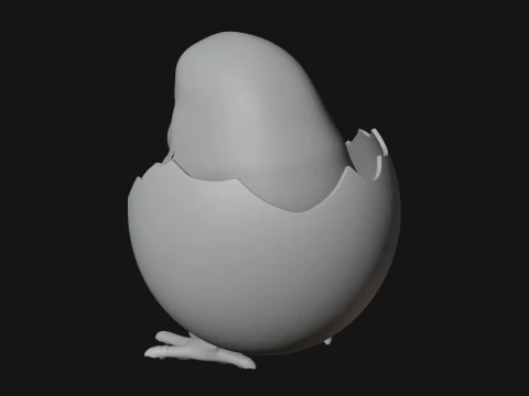 Easter Chick in Eggshell Statue Design 8 - 3D Print Model 3D Print Model
