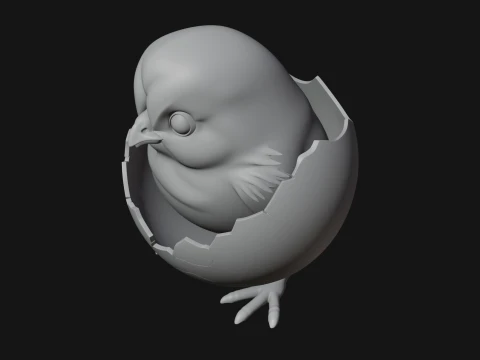 Easter Chick in Eggshell Statue Design 8 - 3D Print Model 3D Print Model