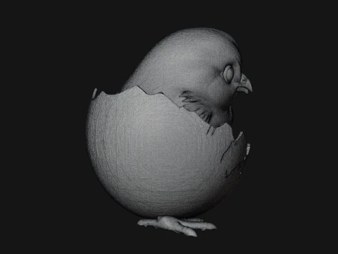 Easter Chick in Eggshell Statue Design 8 - 3D Print Model 3D Print Model