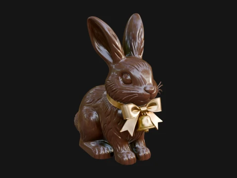 Chocolate Easter Bunny Statue Design 4 - 3D Print Model 3D 프린트 모델