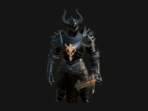 Dark Horned Knight Statue Design 12 - 3D Print Model 3D Print Model