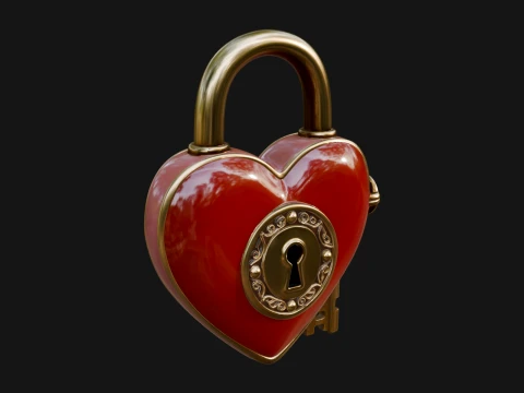 Heart Padlock Ornament Design 9 - 3D Print Model Modelo de Impressão 3D