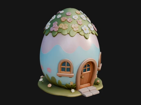 Easter Egg Cottage House Design 3 - 3D Print Model 3D Print Model