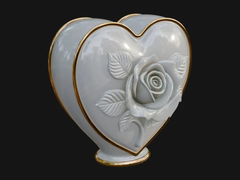 Rose Flower Heart Vase Design 4 - 3D Print Model 3Dプリントモデル
