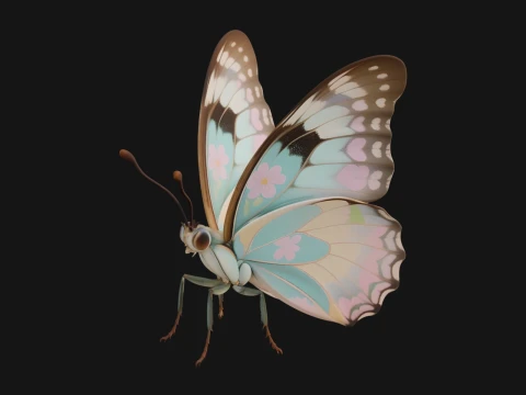 Pastel Wing Butterfly Statue Design 4 - 3D Print Model 3D 프린트 모델