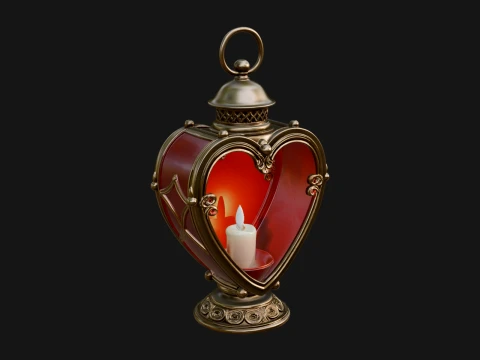 Heart Glass Candle Lantern Model Design 4 - 3D Print Model Modèles 3D en vedette