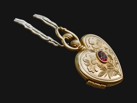 Floral Carved Locket Pendant Design 4 - 3D Print Model Modelo de impresión 3D