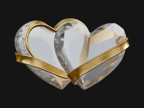 Crystal Heart Gold Band Ornament Design 4 - 3D Print Model Modèles 3D en vedette