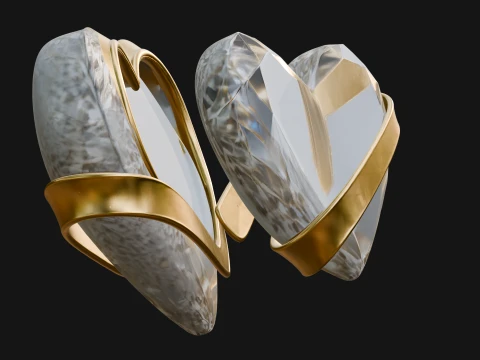 Crystal Heart Gold Band Ornament Design 4 - 3D Print Model 3D Druckmodell