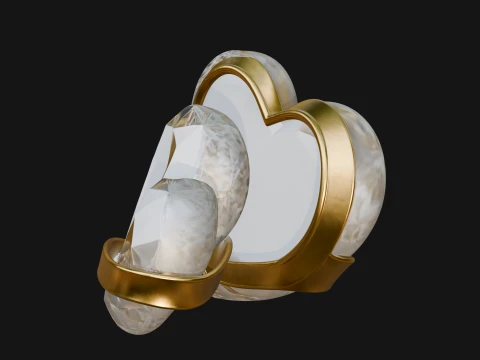 Crystal Heart Gold Band Ornament Design 4 - 3D Print Model 3D Druckmodell