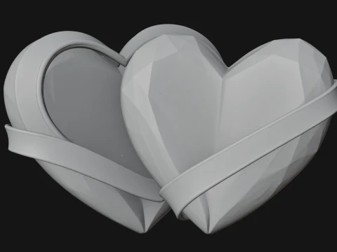 Crystal Heart Gold Band Ornament Design 4 - 3D Print Model 3D Druckmodell