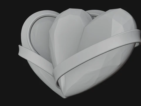 Crystal Heart Gold Band Ornament Design 4 - 3D Print Model 3D Druckmodell