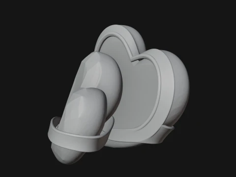 Crystal Heart Gold Band Ornament Design 4 - 3D Print Model 3D Druckmodell
