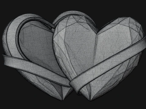 Crystal Heart Gold Band Ornament Design 4 - 3D Print Model 3D Druckmodell