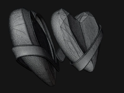 Crystal Heart Gold Band Ornament Design 4 - 3D Print Model 3D Druckmodell