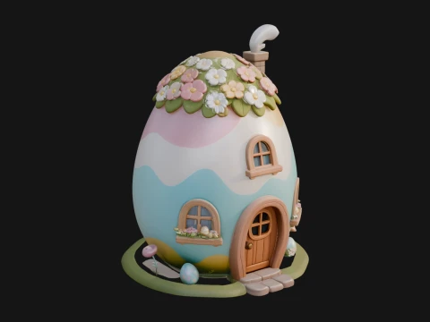 Easter Egg Cottage House Design 4 - 3D Print Model 3D Print Model