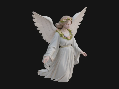 Winged Angel Woman Statue Design 16 - 3D Print Model Modelo de impresión 3D