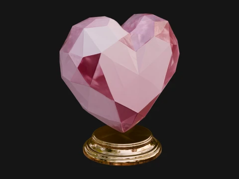 Faceted Crystal Heart Statue Design 1 - 3D Print Model Modèles 3D en vedette