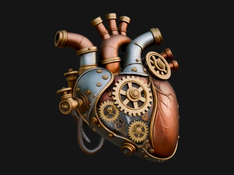 Steampunk Mechanical Heart Statue Design 13 - 3D Print Model 3D 프린트 모델