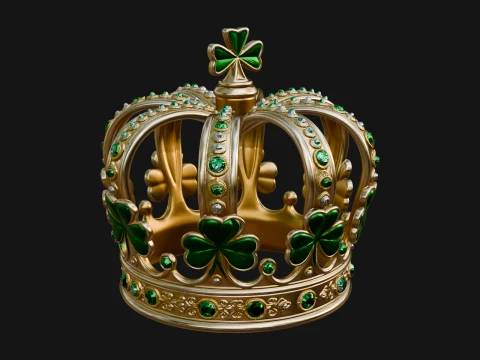 Shamrock Jeweled Crown Ornament Design 1 - 3D Print Model Modello di stampa 3D