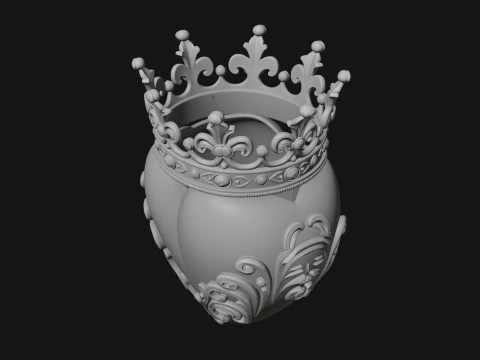 Crowned Filigree Heart Ornament Design 5 - 3D Print Model 3D Print Model