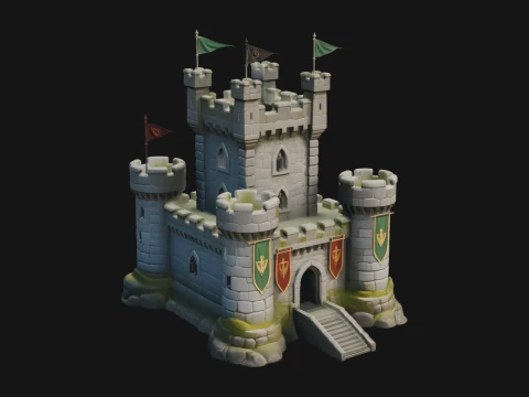 Flag Topped Toy Castle Design 2 - 3D Print Model 3D Print Model