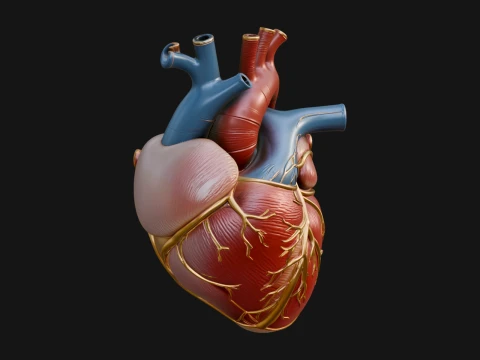 Anatomical Human Heart Model Design 8 - 3D Print Model 3D Принт Модель