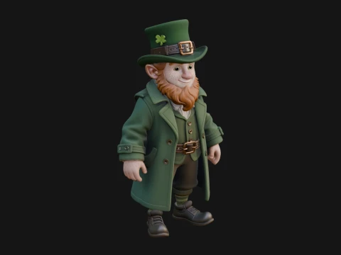 Green Coat Leprechaun Statue Design 1 - 3D Print Model 3D Print Model
